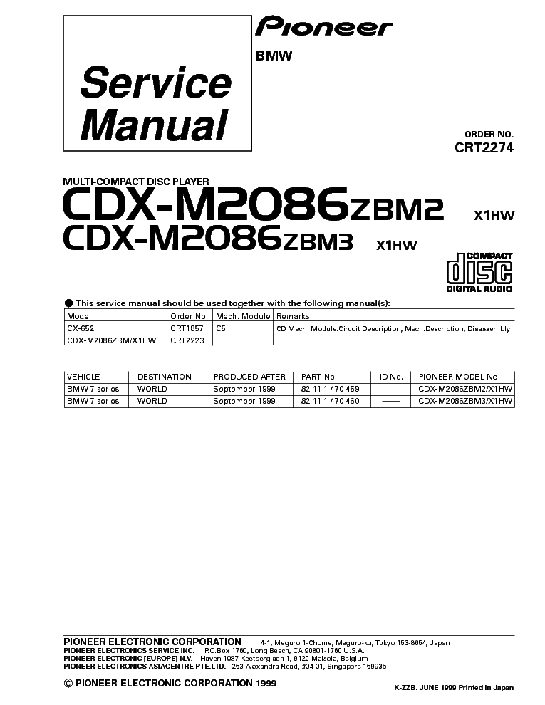 PIONEER CDX-M2086 service manual (1st page)
