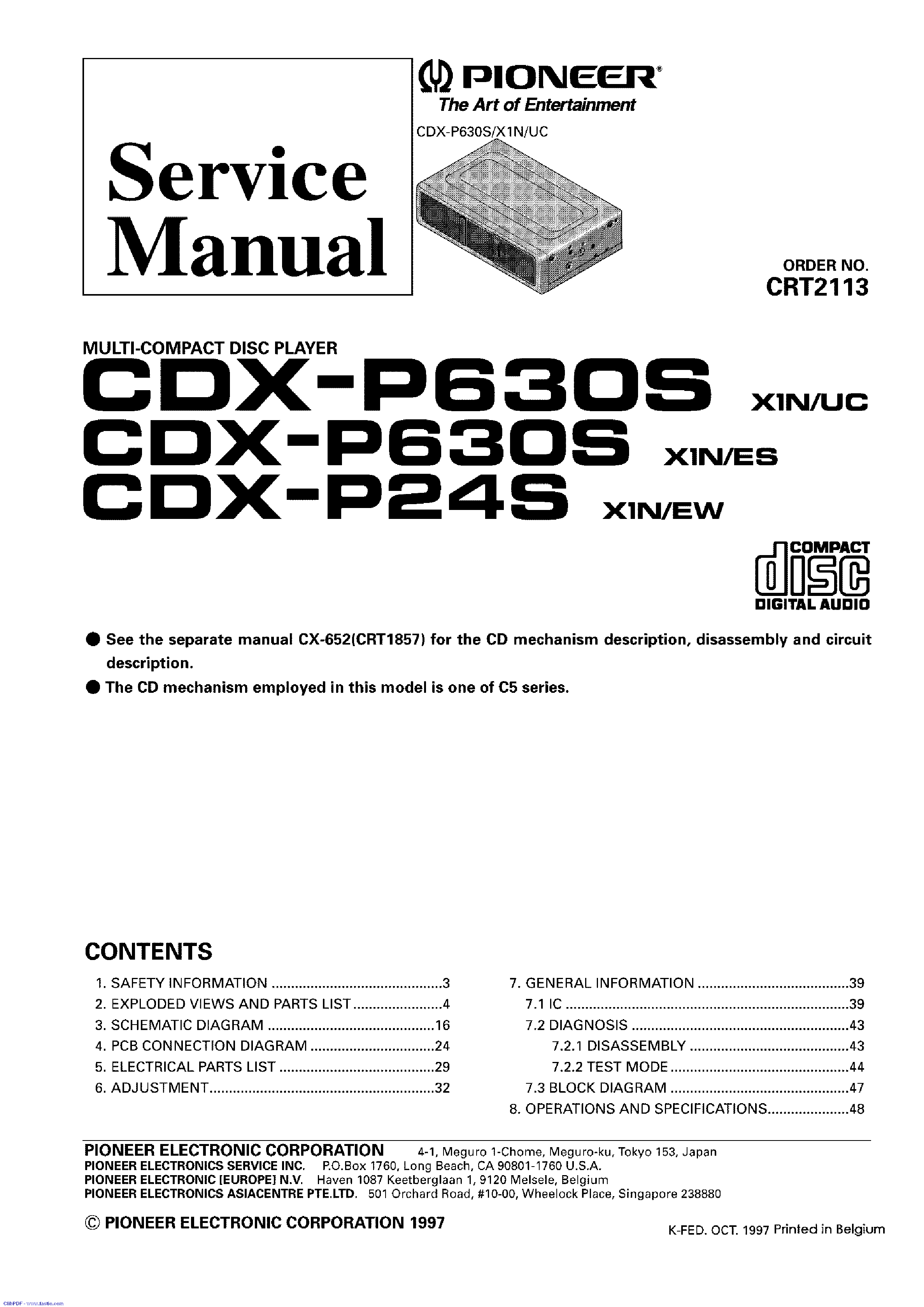 PIONEER CDX-P24S P630S SM service manual (1st page)