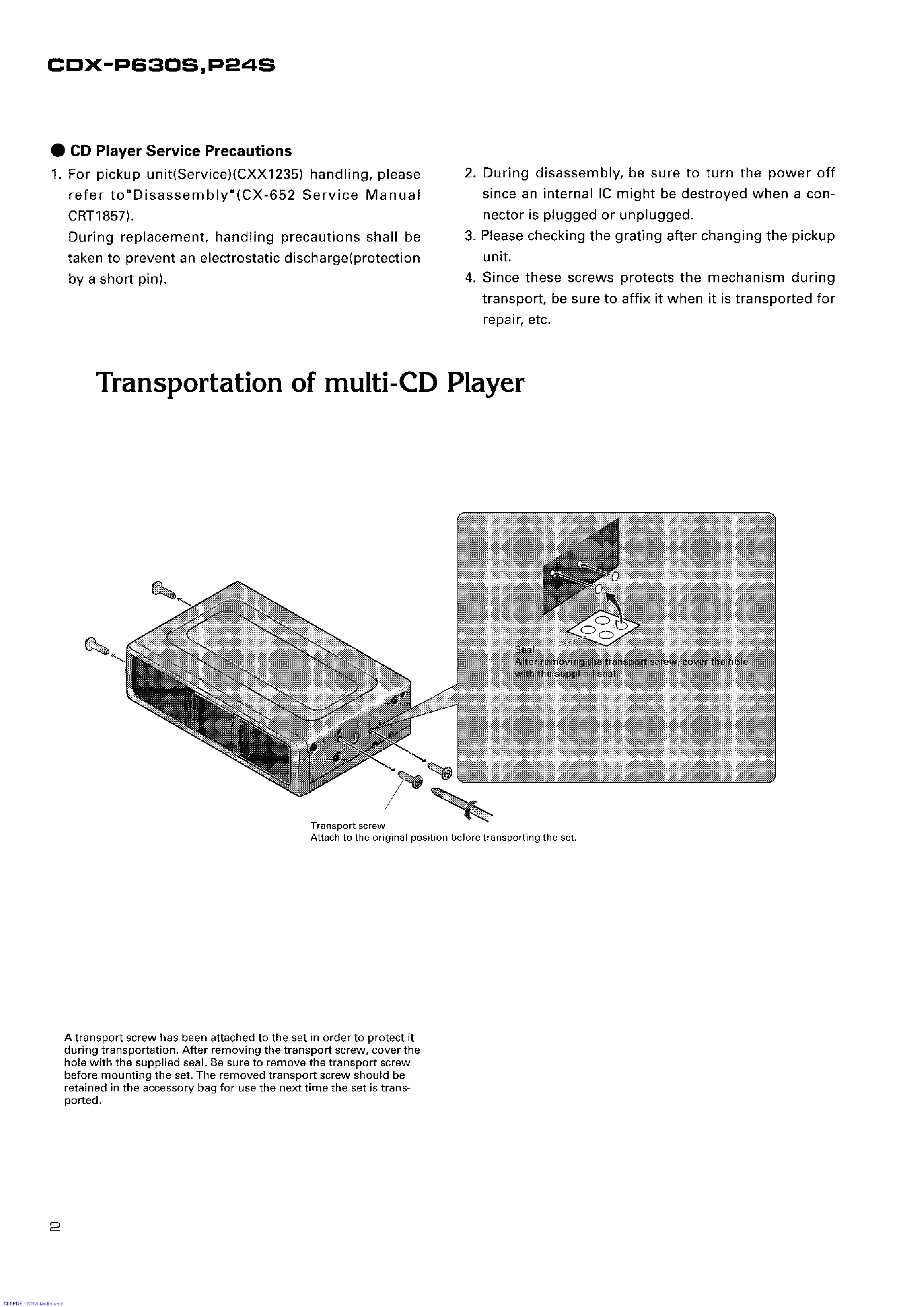 PIONEER CDX-P24S P630S SM service manual (2nd page)