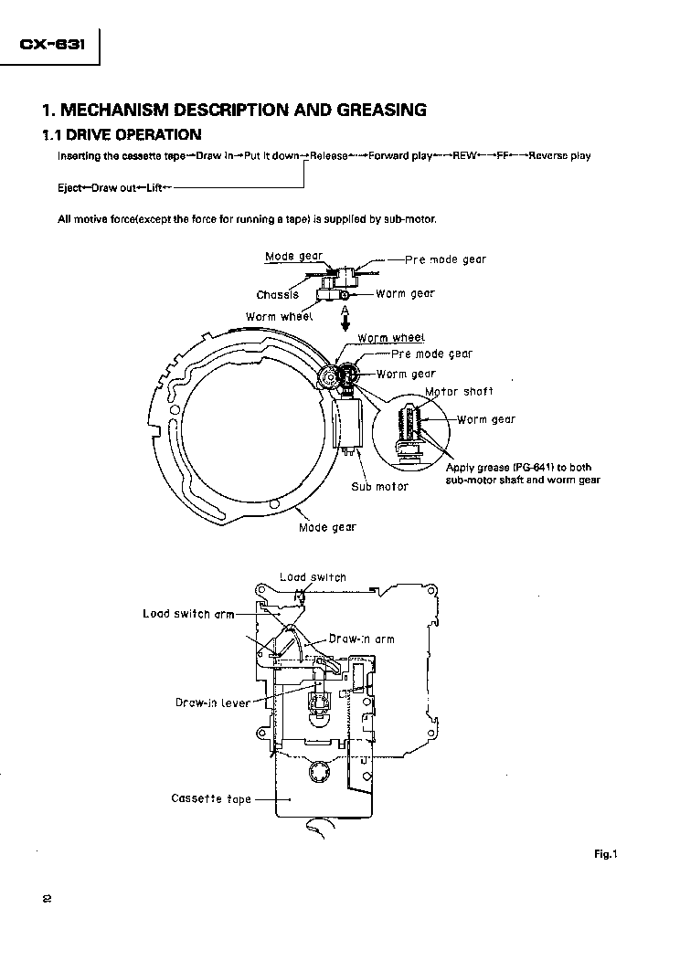 PIONEER CX-631 CASSETTE MECHANISM ASSY service manual (2nd page)
