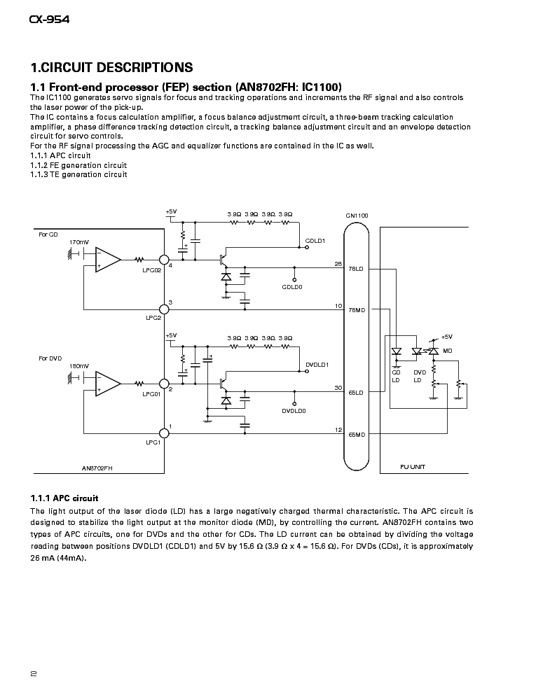 PIONEER CX-954 CD MECHANISM MODULE service manual (2nd page)