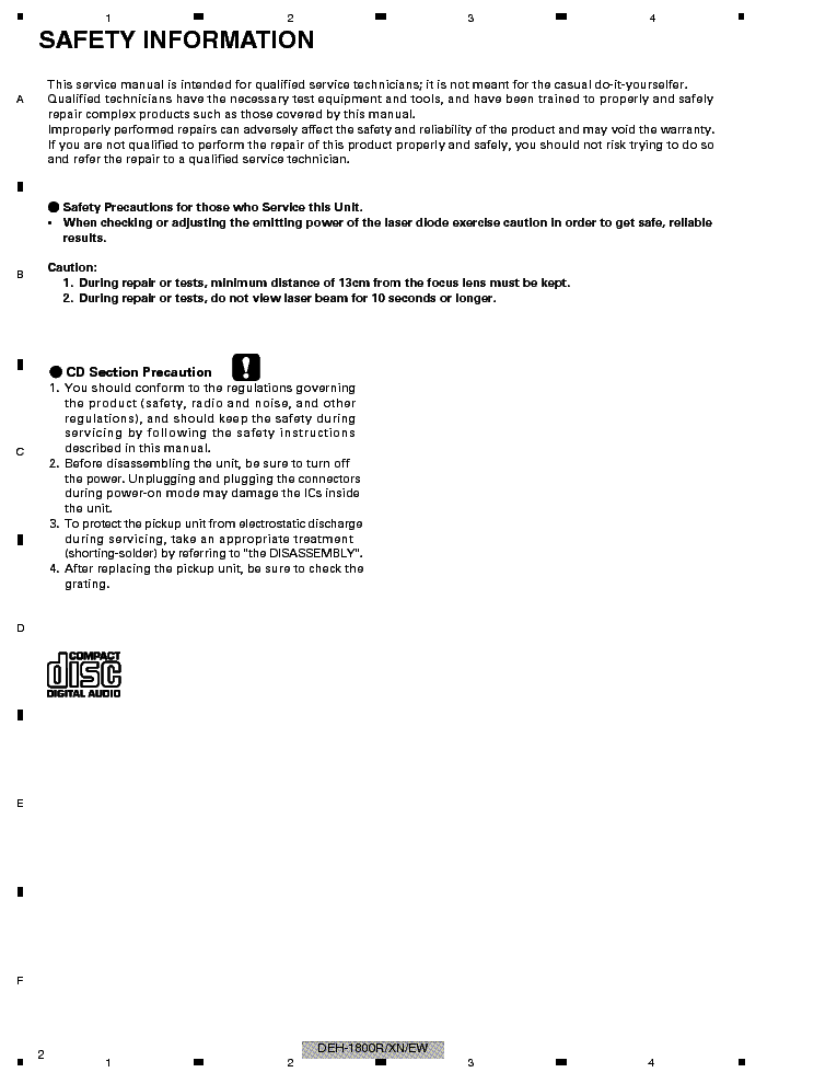 PIONEER DEH-1800R 1820R CRT3553 SM service manual (2nd page)