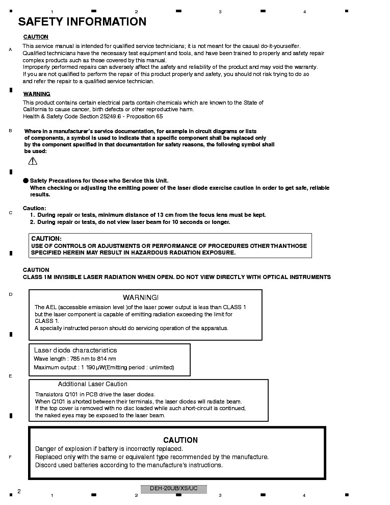 PIONEER DEH-20UB 2150UB-UBG SM service manual (2nd page)