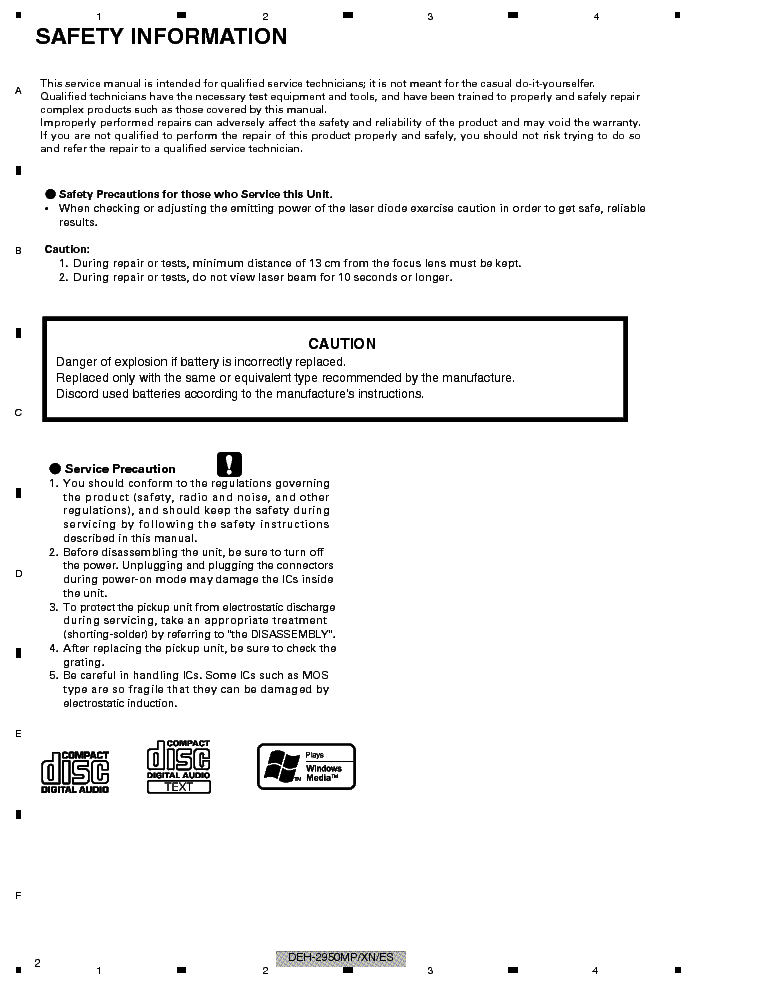 PIONEER DEH-2950MP 2990MP service manual (2nd page)