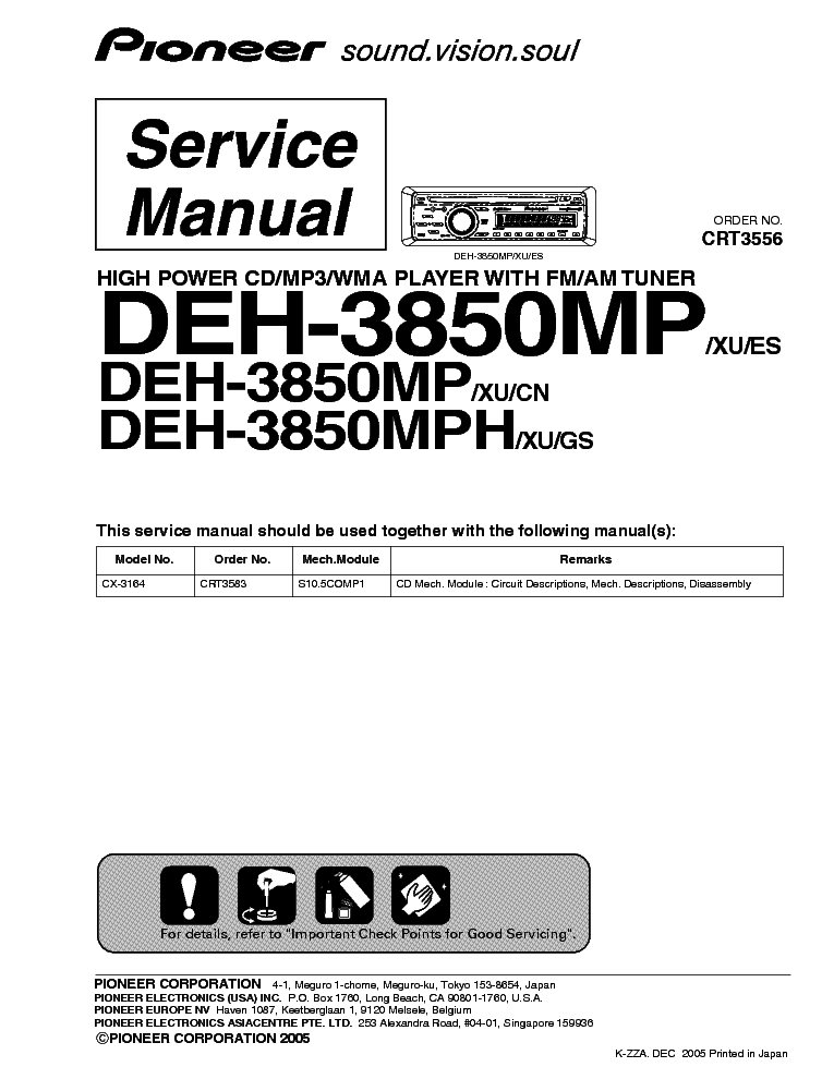 PIONEER DEH-3850MP 3850MPH service manual (1st page)