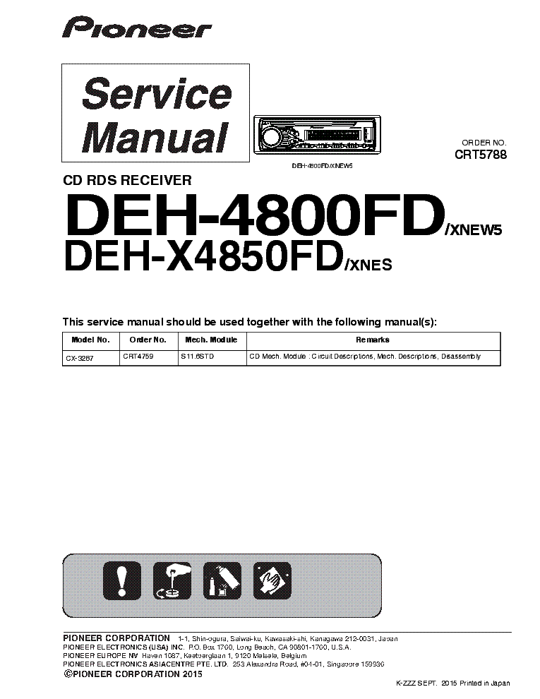 PIONEER DEH-4800FD DEH-4850FD CRT5788 service manual (1st page)