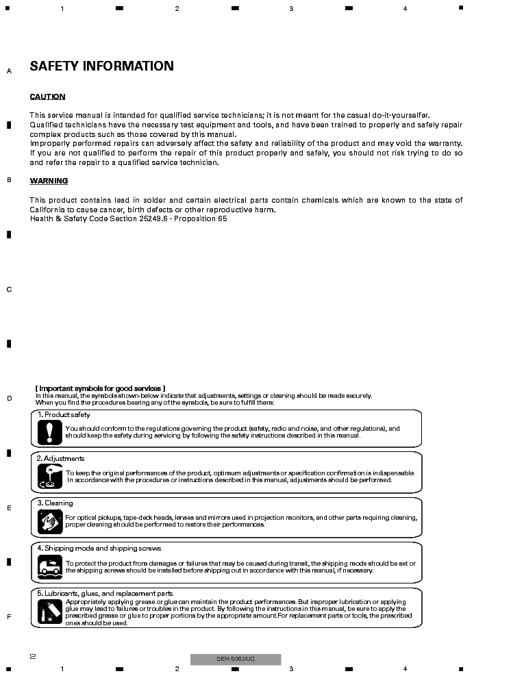 PIONEER DEH-5,15,1500 service manual (2nd page)