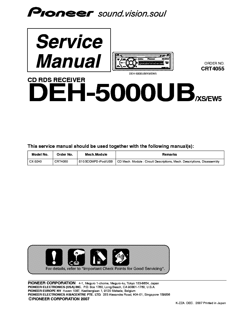 PIONEER DEH-5000UB CRT4055 SM service manual (1st page)