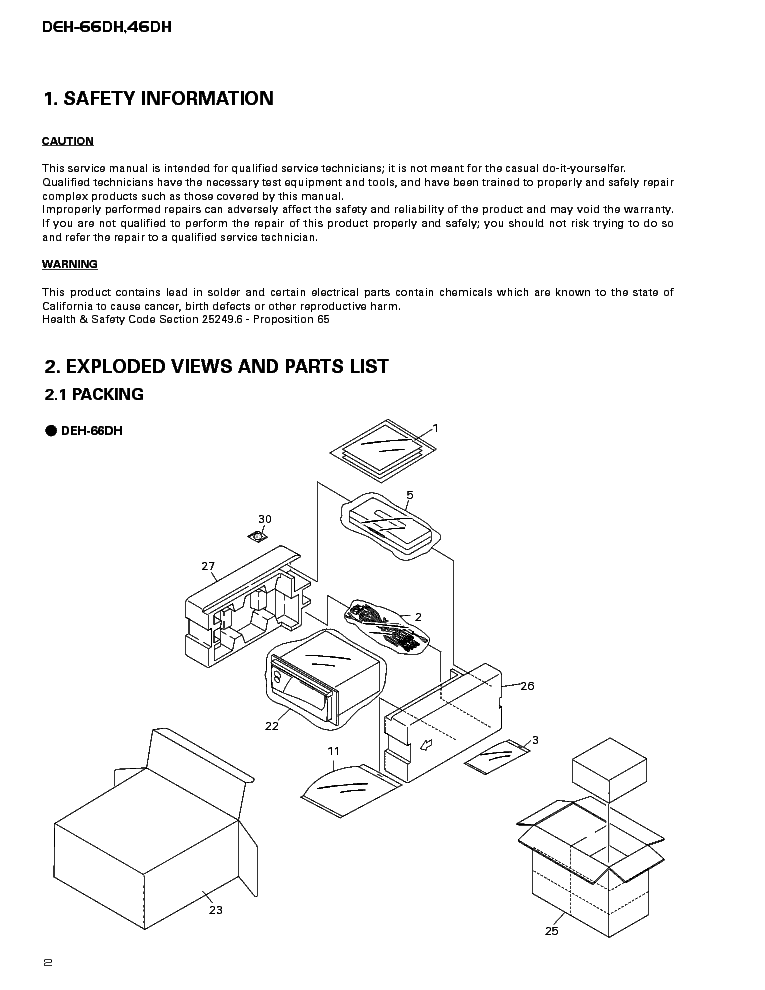 PIONEER DEH-66DH 46DH service manual (2nd page)