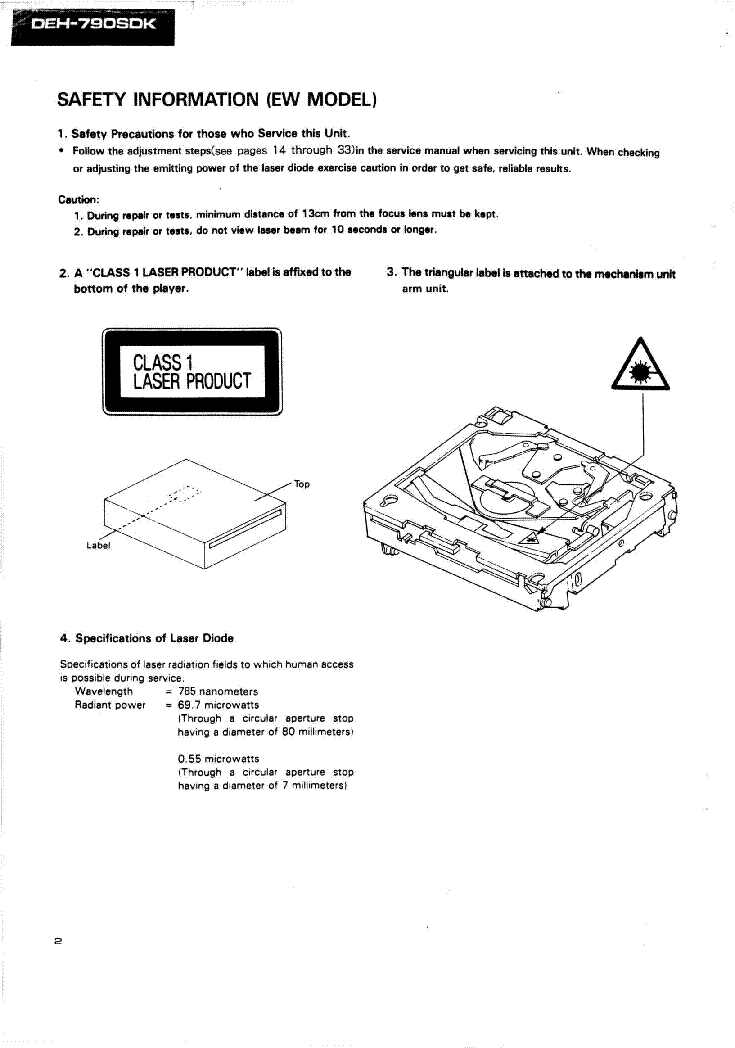 PIONEER DEH-690 DEH-790 SDK SM CRT1451 service manual (2nd page)