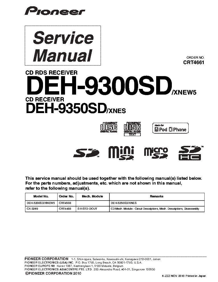 PIONEER DEH-9300SD CRT4661 service manual (1st page)