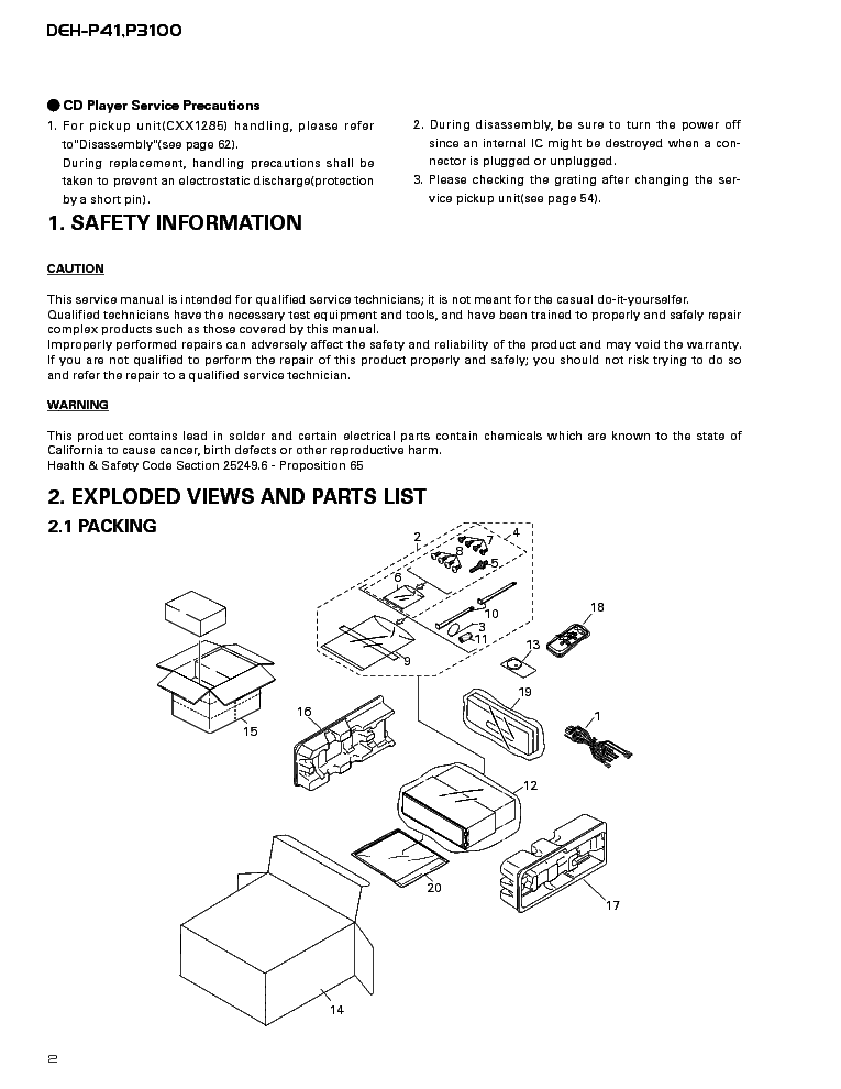 PIONEER DEH-P41 3100 CRT2415 service manual (2nd page)