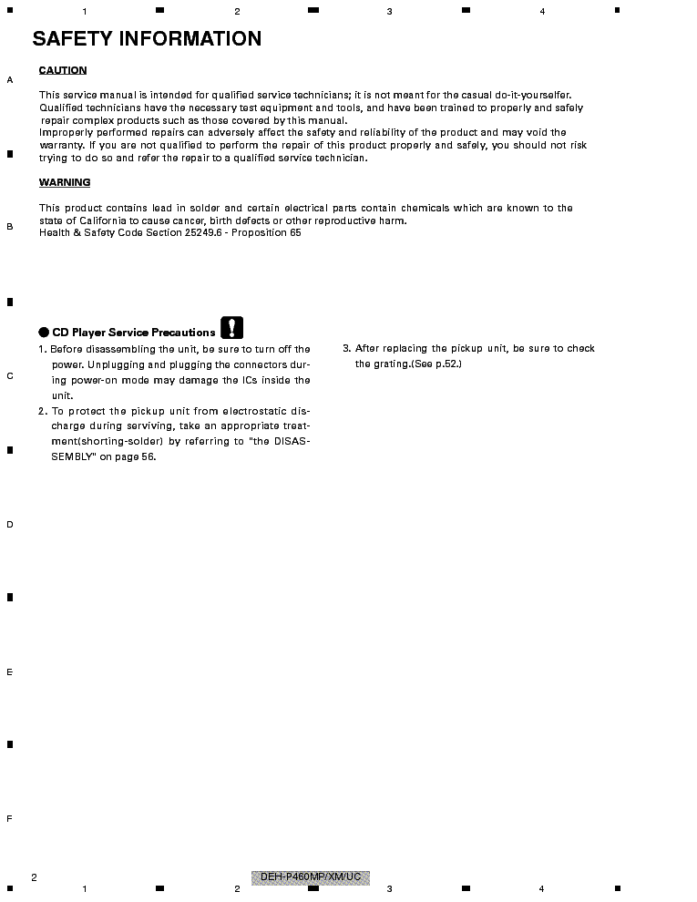 PIONEER DEH-P460MP 4600 4650 service manual (2nd page)
