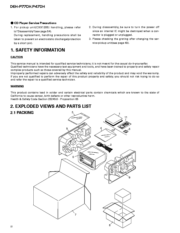 PIONEER DEH-P47DH P77DH SM 1 service manual (2nd page)
