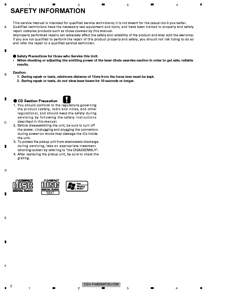 PIONEER DEH-P4800MP CRT3558 SM service manual (2nd page)