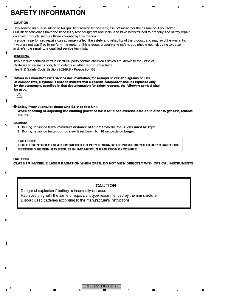 PIONEER DEH-P510 5100 5150 5190UB service manual (2nd page)