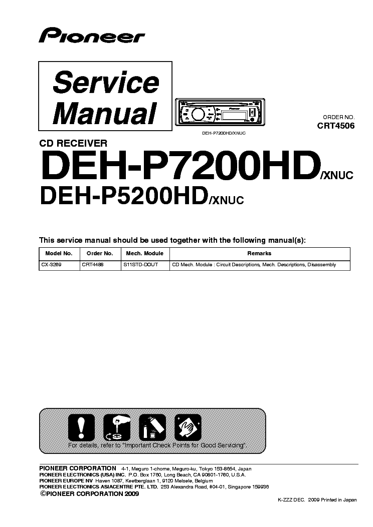 PIONEER DEH-P5200HD P7200HD SM service manual (1st page)