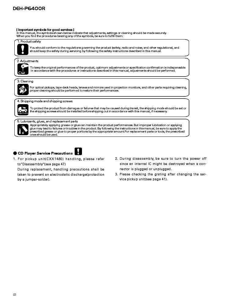 PIONEER DEH-P6400R CAR AUDIO service manual (2nd page)