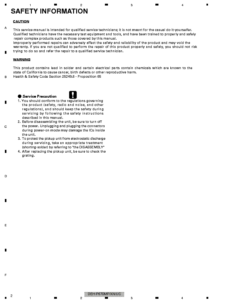 PIONEER DEH-P670 P6700 P6750MP service manual (2nd page)