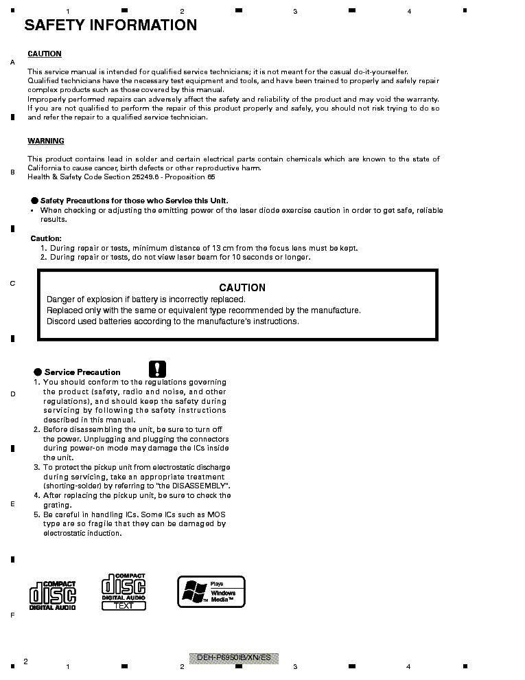 PIONEER DEH-P6950IB XN-ES-ES1 SM service manual (2nd page)