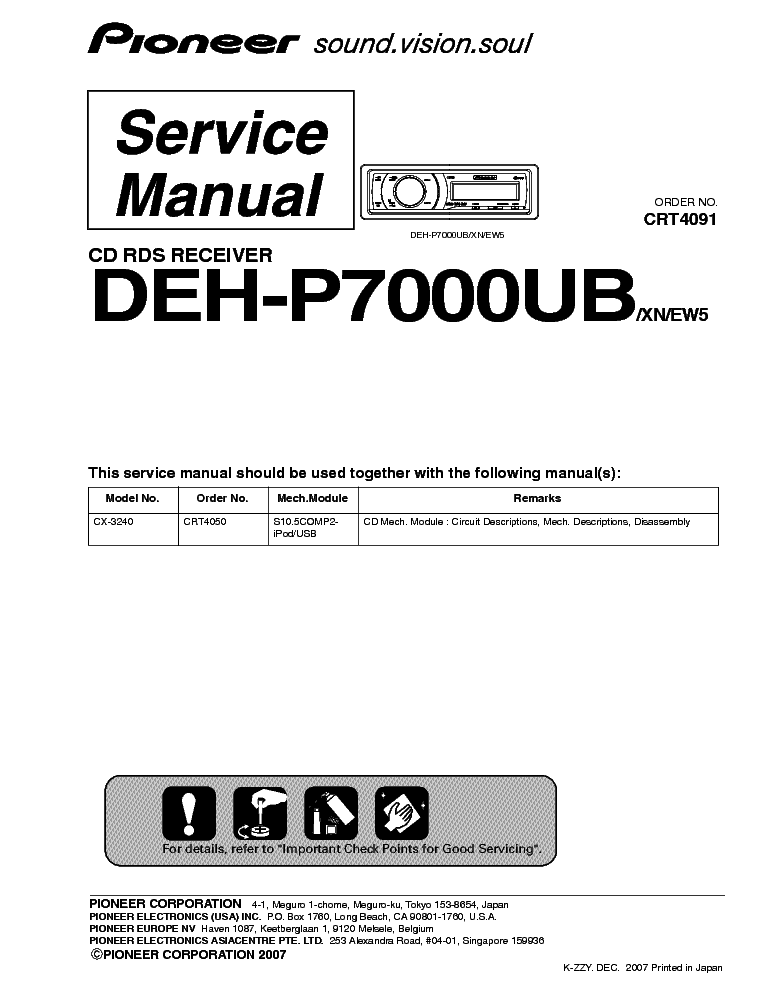 PIONEER DEH-P7000UB CRT4091 SM service manual (1st page)