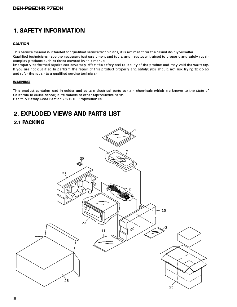 PIONEER DEH-P86DH DEH-76DH service manual (2nd page)