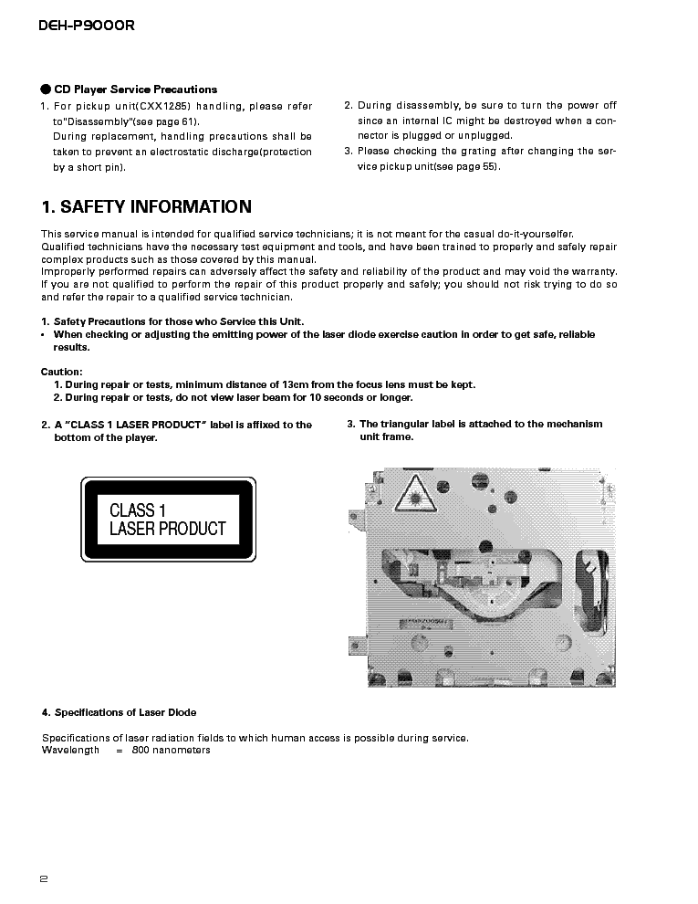 PIONEER DEH-P9000R service manual (2nd page)