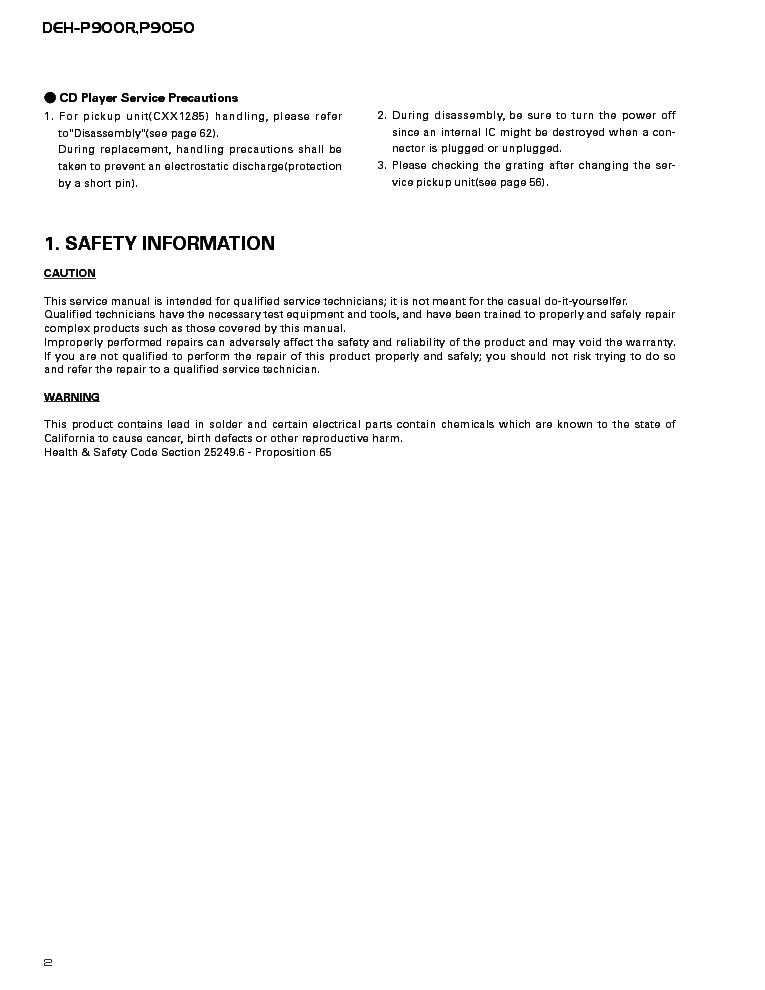 PIONEER DEH-P900R service manual (2nd page)