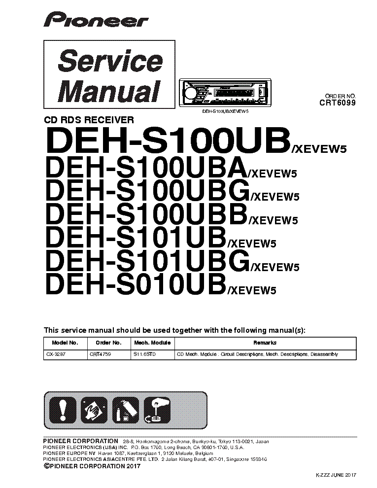 PIONEER DEH-S100UB,G,B DEH-S101UB,G DEH-S010UB SM service manual (1st page)