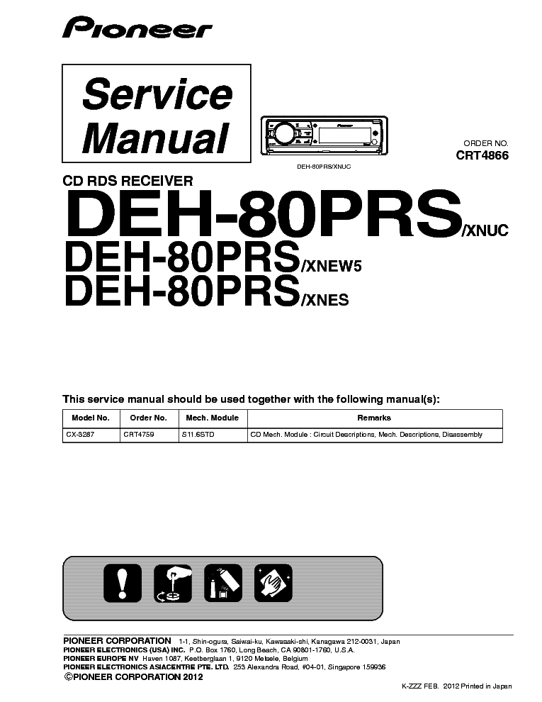 PIONEER DEH 80PRS service manual (1st page)