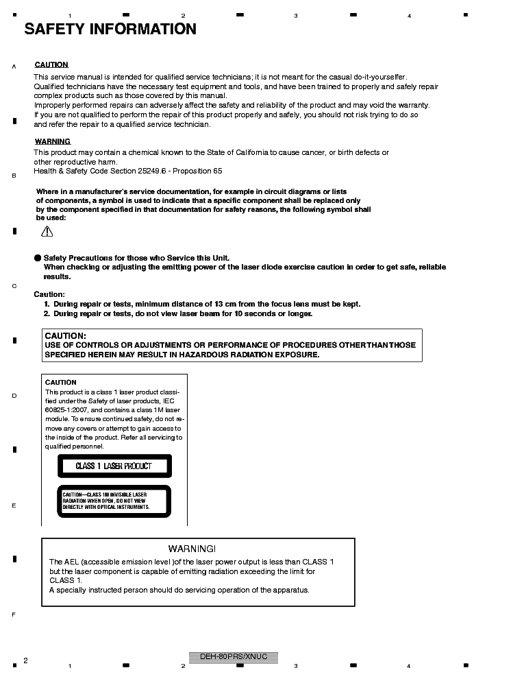 PIONEER DEH 80PRS service manual (2nd page)