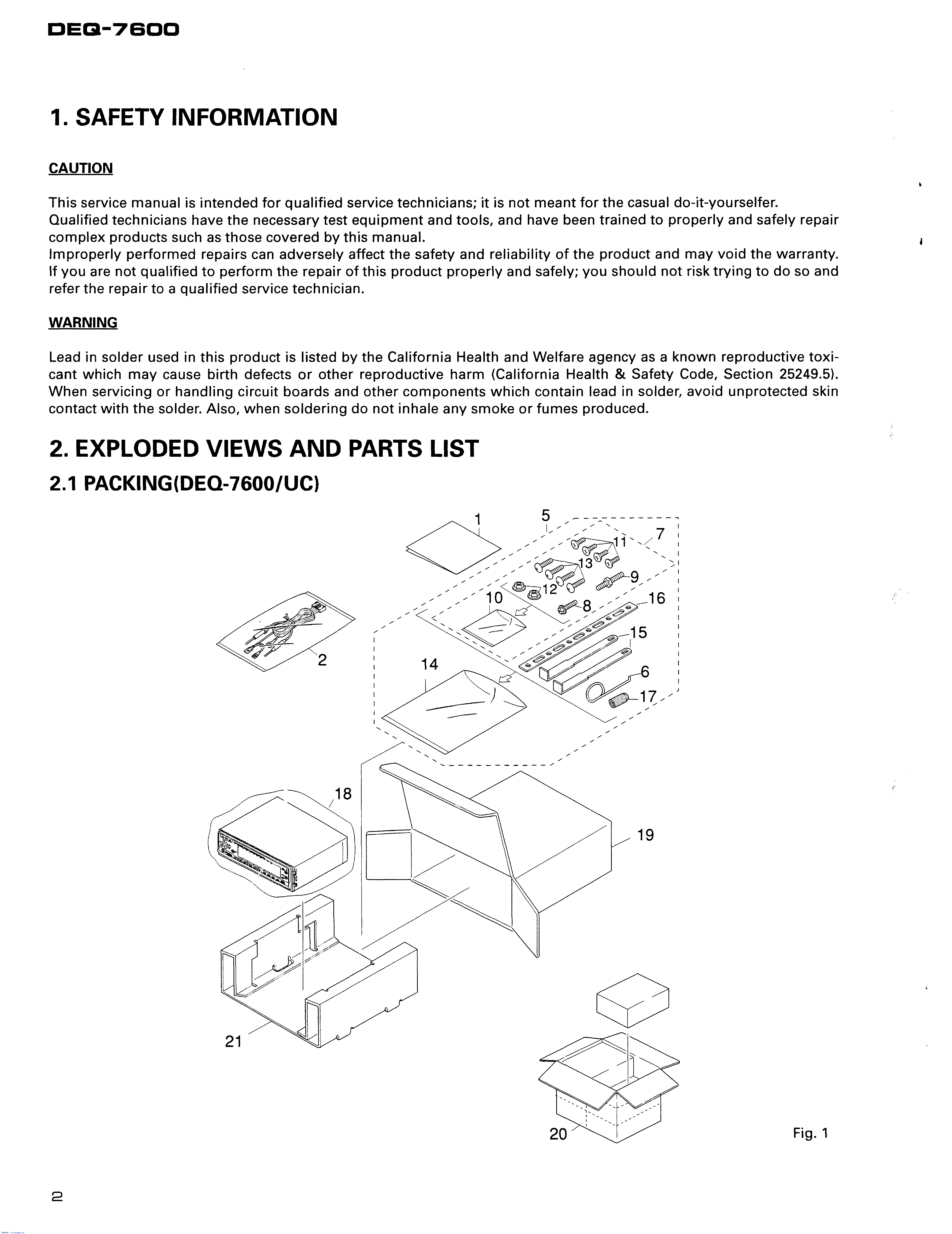 PIONEER DEQ-7600 service manual (2nd page)