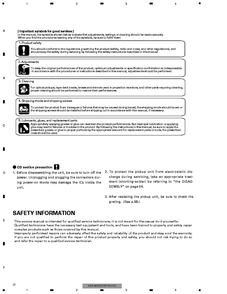 PIONEER DEX-MG2037ZF CRT3140 service manual (2nd page)