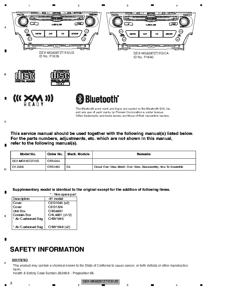 PIONEER DEX-MG8297 DEX-G8297 SM CRT4310 service manual (2nd page)