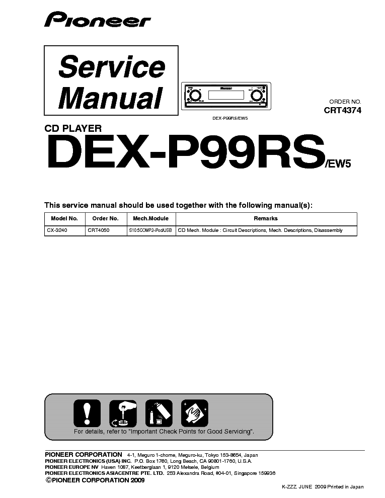 PIONEER DEX-P99RS-EW5 CRT4374 SM service manual (1st page)
