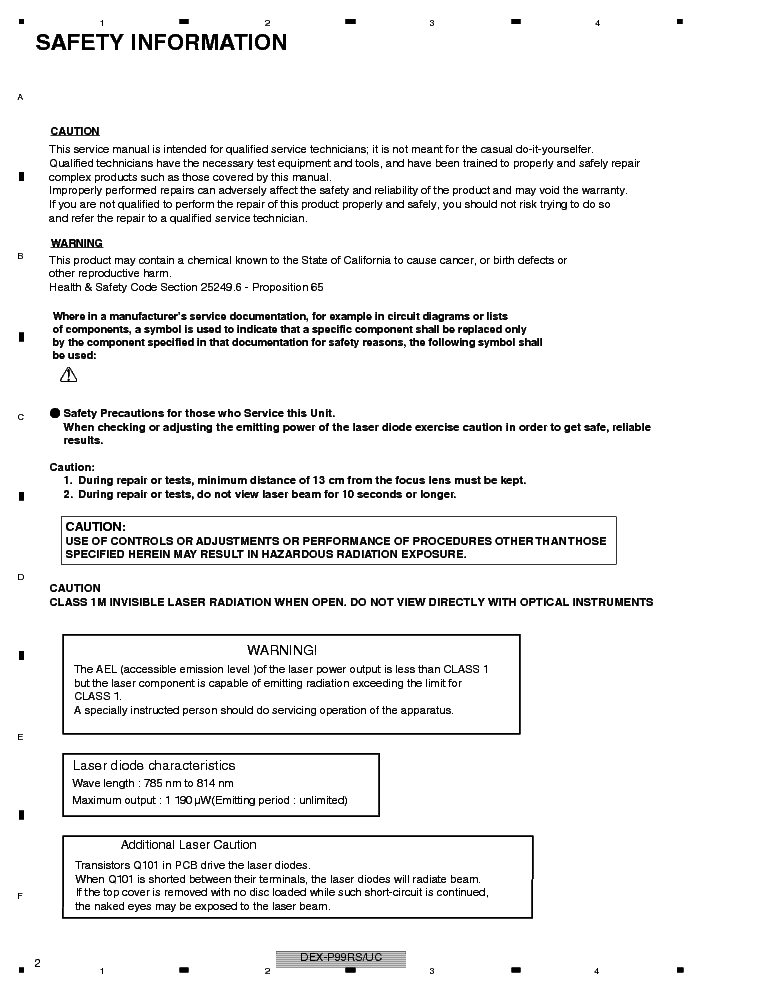 PIONEER DEX-P99RS service manual (2nd page)