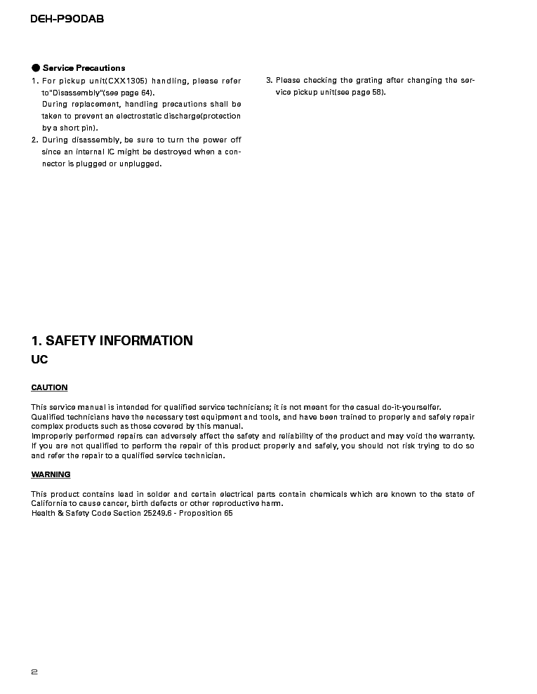 PIONEER DEX-P9 CRT2687 SM service manual (2nd page)