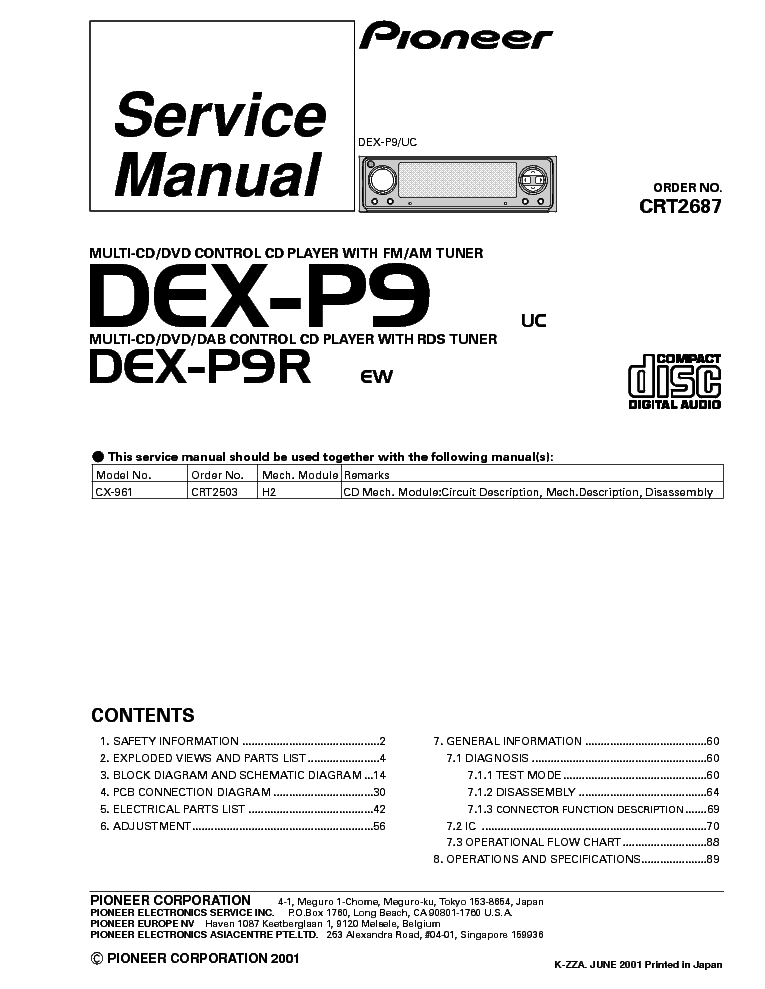 PIONEER DEX-P9 DEX-P9RS service manual (1st page)