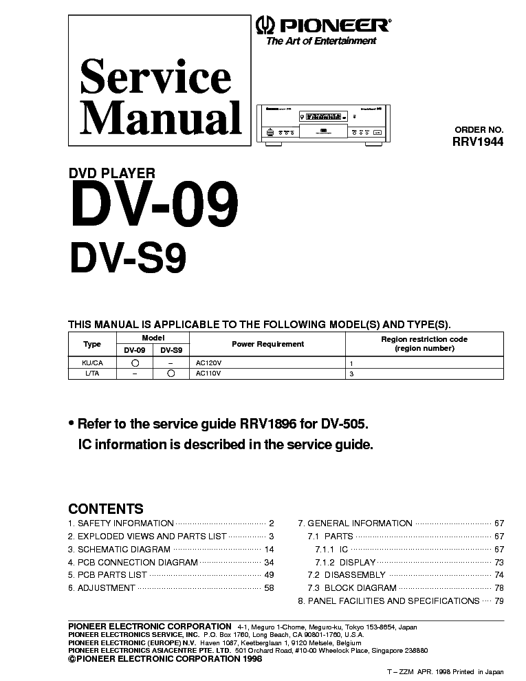 PIONEER DV-09 DV-S9 SM service manual (1st page)