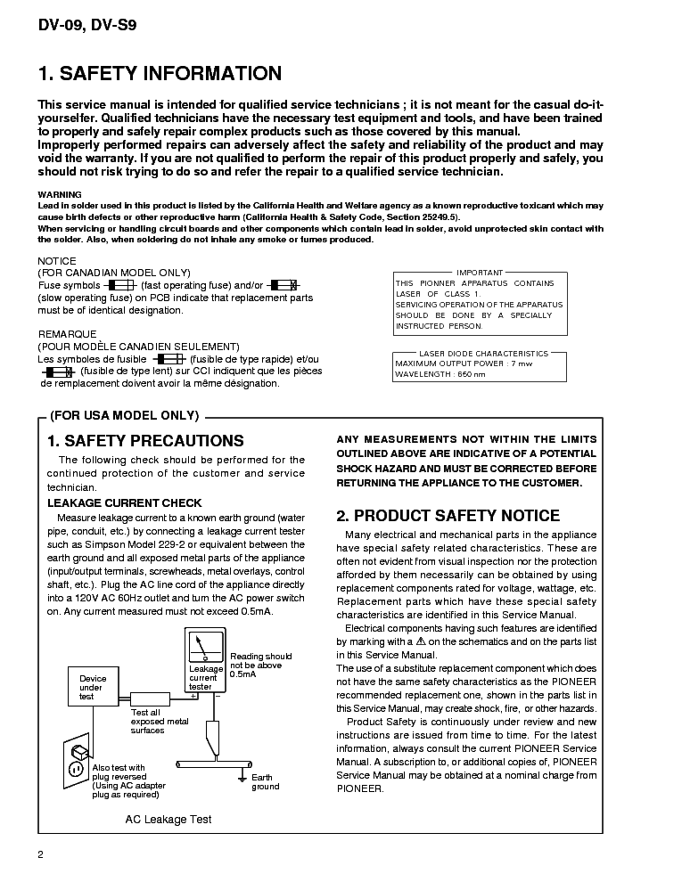 PIONEER DV-09 DV-S9 SM service manual (2nd page)