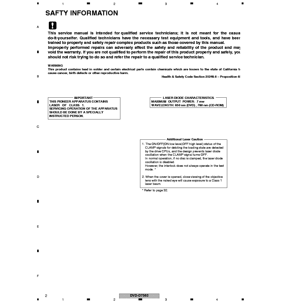 PIONEER DVD-D7563 SM service manual (2nd page)