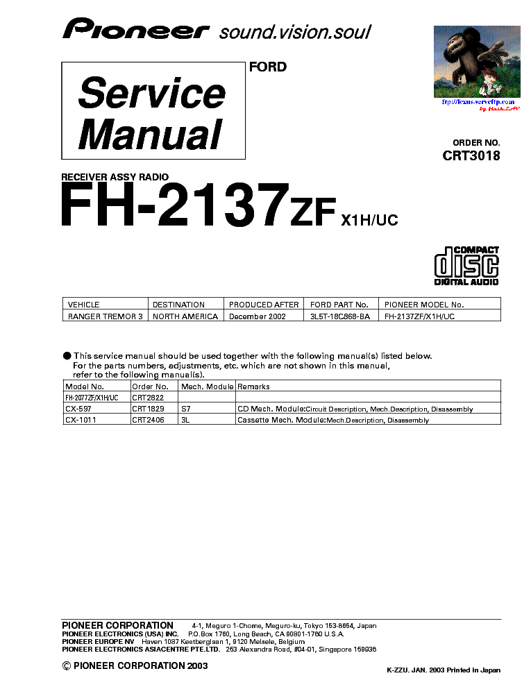 PIONEER FH-2137ZF SM service manual (1st page)