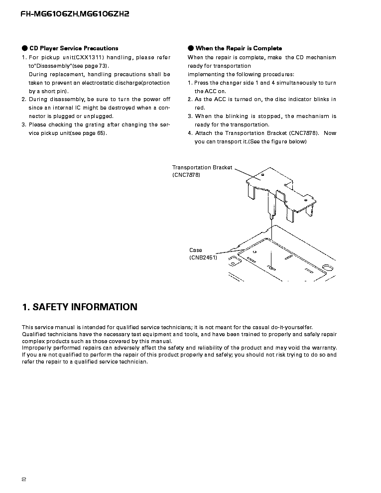 PIONEER FH-MG6106ZH service manual (2nd page)