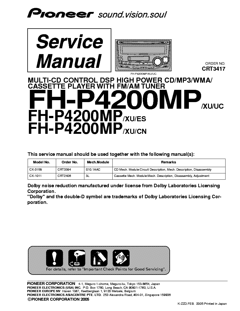 PIONEER FH-P4200MP service manual (1st page)