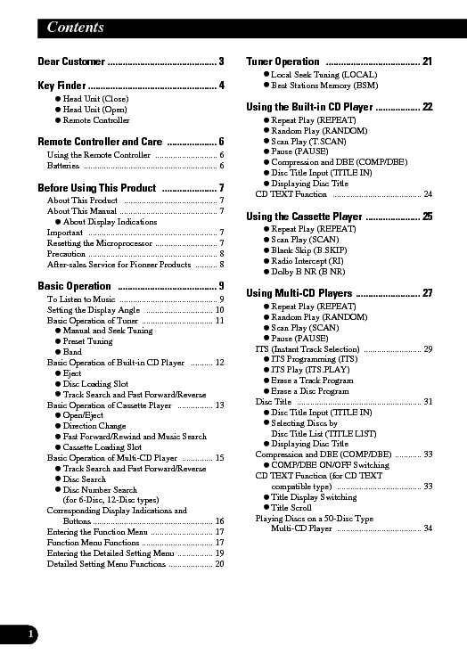 PIONEER FH-P8800 OM service manual (2nd page)