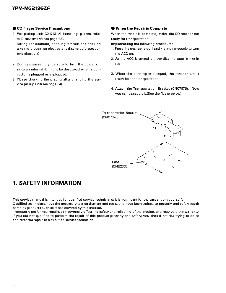 PIONEER FORD YRM-MG2196-CRT2389 service manual (2nd page)