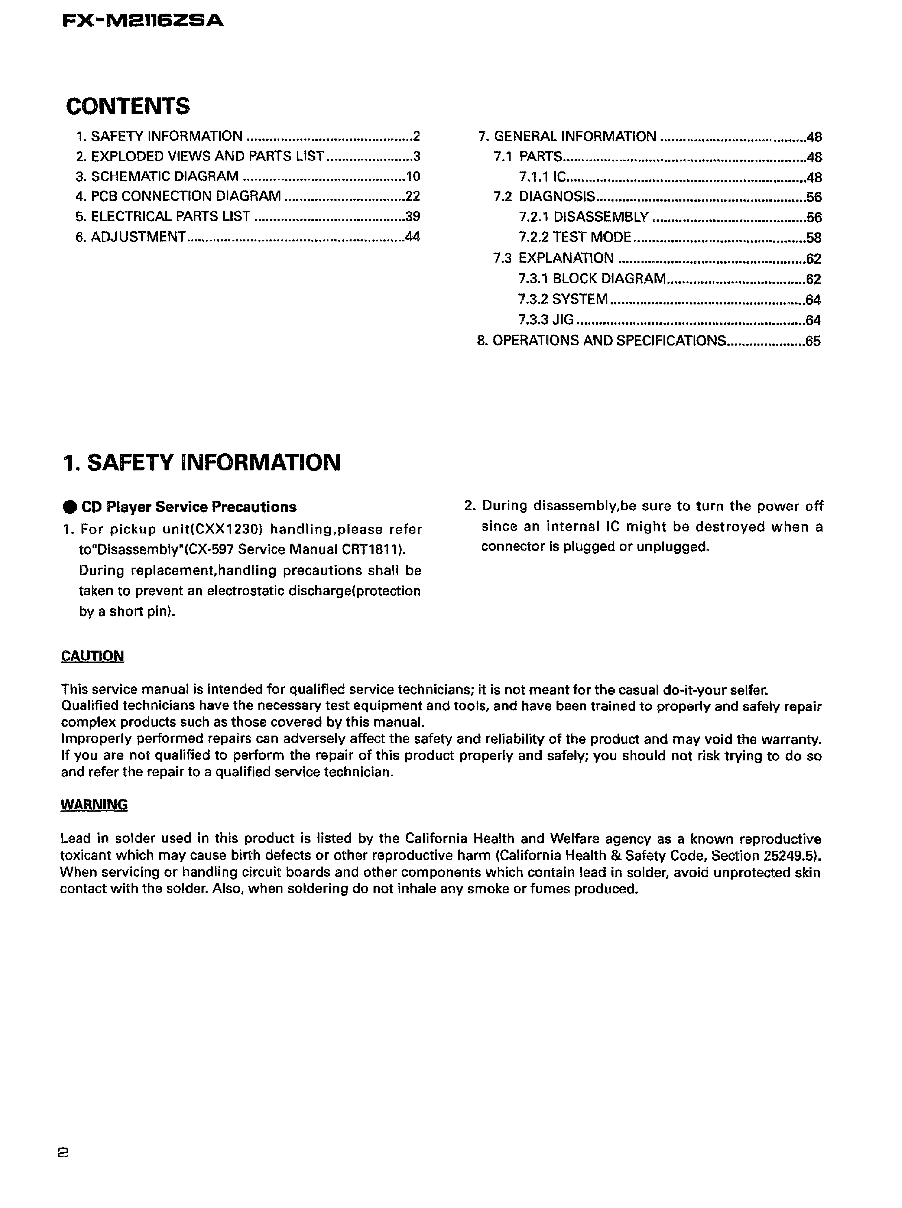 PIONEER FX-M2116 SM service manual (2nd page)