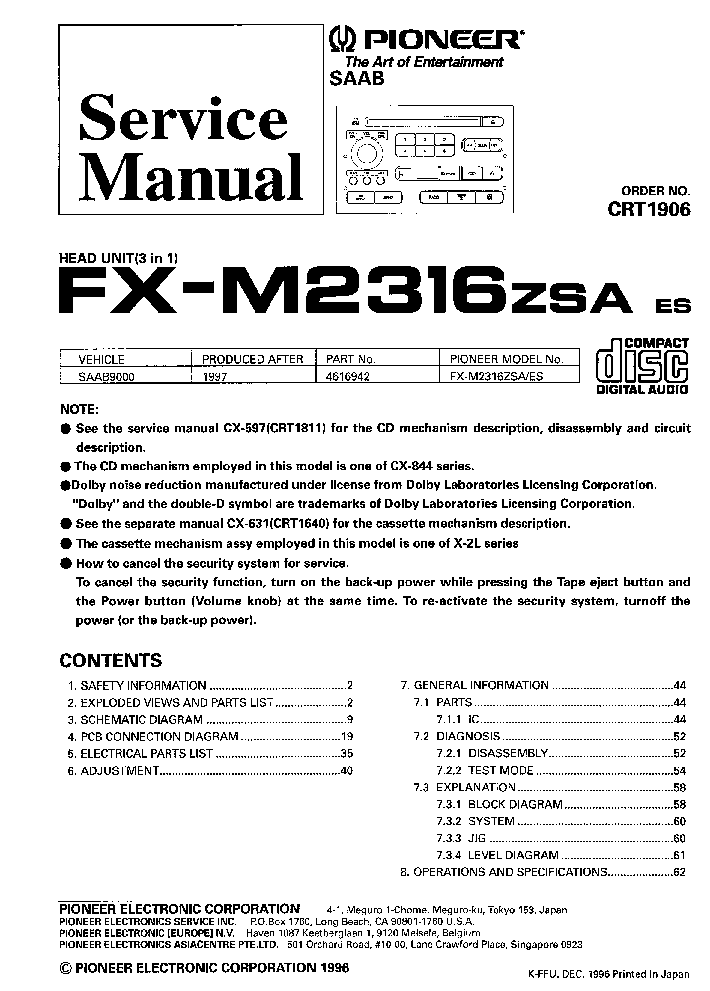 PIONEER FX-M2316ZSA SM service manual (1st page)