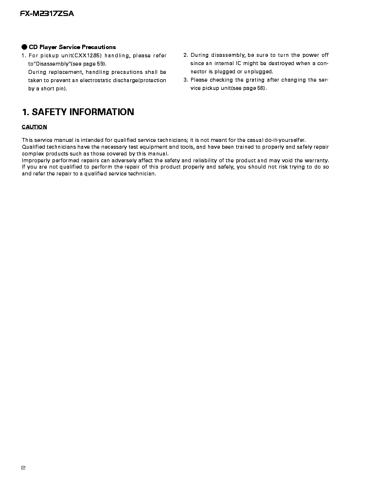 PIONEER FX-M2317ZSA service manual (2nd page)