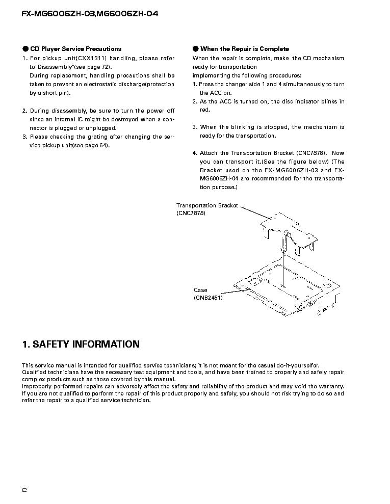 PIONEER FX-MG6006 service manual (2nd page)